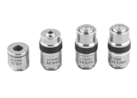 4X 10X 1600X Pemindaian Lensa Objektif Mikroskop Biologis Warna Chrome
