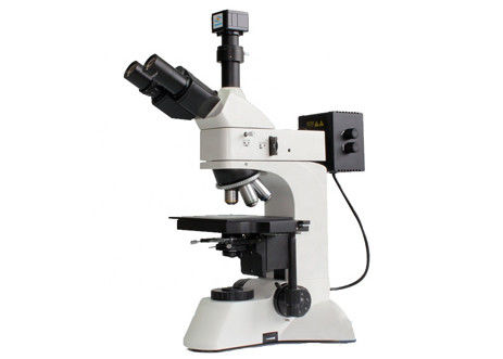 Mikroskop Polarisasi Optik DIC WF10X 5X 50X Sumber Cahaya Mikroskop Tercermin