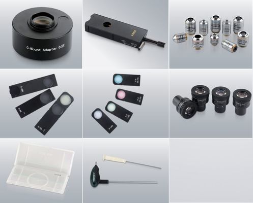 Kamera Optik Mikroskop Bidang Gelap Trinocular 50X Objective DIC Metallurgical