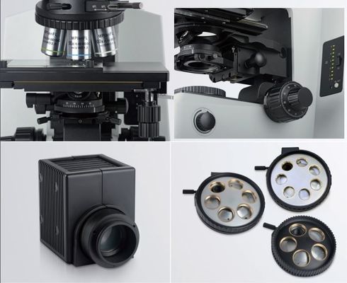 Kamera Optik Mikroskop Bidang Gelap Trinocular 50X Objective DIC Metallurgical